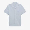 Reiss Saka Regular-fit Short-sleeve Cotton-blend Shirt -Metro Style Shop R04103907 BLUEWHITE M