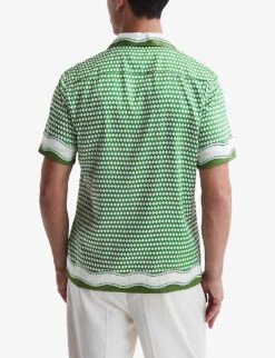 Reiss Vanpelt Graphic-print Short-sleeve Recycled-polyester Shirt -Metro Style Shop R04103912 GREENIVORY ALT03