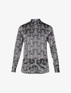 Geometric-print Stretch-silk Shirt
