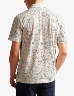 Ted Baker Holler Floral-print Short-sleeved Cotton Polo Shirt -Metro Style Shop R04107931 NATURAL ALT03