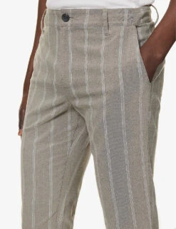 Paige Stafford Striped-pattern Straight-leg Regular-fit Stretch-woven Trousers -Metro Style Shop R04111362 OYSTERSHELL ALT04
