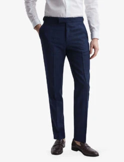 Reiss Royce Slim-fit Prince Of Wales-check Wool Trousers 9 Reiss Royce Slim-fit Prince Of Wales-check Wool Trousers -Metro Style Shop R04116697 NAVY ALT02