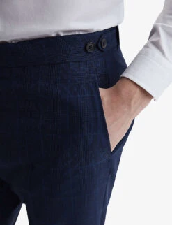 Reiss Royce Slim-fit Prince Of Wales-check Wool Trousers 11 Reiss Royce Slim-fit Prince Of Wales-check Wool Trousers -Metro Style Shop R04116697 NAVY ALT04