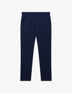 Reiss Royce Slim-fit Prince Of Wales-check Wool Trousers