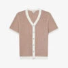 Reiss Striker Contrast-trim Pressed-stud Knitted Shirt -Metro Style Shop R04116735 CHAMPAGNE M