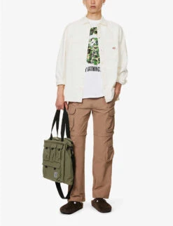 Shark-print Brand-patch Cotton-jersey T-shirt -Metro Style Shop R04118320 WHITEGREEN ALT01