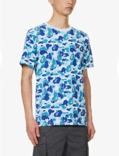 ABC Camo Brand-appliqué Regular-fit Cotton-jersey T-shirt -Metro Style Shop R04118353 BLUE ALT02