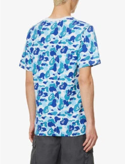 ABC Camo Brand-appliqué Regular-fit Cotton-jersey T-shirt -Metro Style Shop R04118353 BLUE ALT03