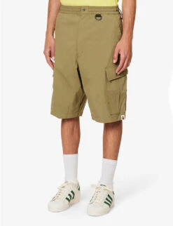 Brand-embroidered Flap-pocket Cotton-blend Cargo Shorts -Metro Style Shop R04118357 OLIVEDRAB ALT02