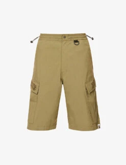 Brand-embroidered Flap-pocket Cotton-blend Cargo Shorts