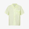 Short-sleeved Button-up Regular-fit Linen Shirt -Metro Style Shop R04122223 LIGHTGREEN M