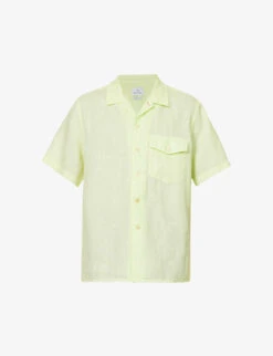 Short-sleeved Button-up Regular-fit Linen Shirt