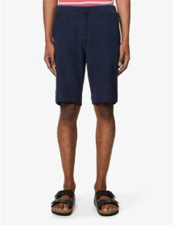 Sunspel Elasticated-waist Regular-fit Cotton-towelling Shorts -Metro Style Shop R04124833 NAVY ALT02