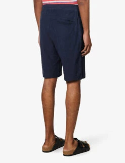 Sunspel Elasticated-waist Regular-fit Cotton-towelling Shorts -Metro Style Shop R04124833 NAVY ALT03