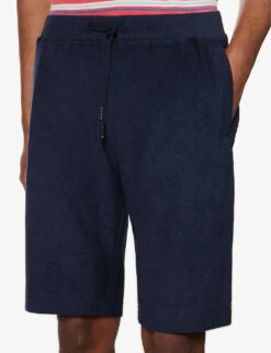 Sunspel Elasticated-waist Regular-fit Cotton-towelling Shorts -Metro Style Shop R04124833 NAVY ALT04