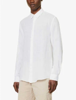 Sunspel Regular-fit Linen Shirt -Metro Style Shop R04124836 WHITE ALT02