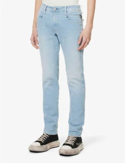 Replay Anbass Faded-wash Tapered Slim-fit Stretch-denim Jeans 11 Replay Anbass Faded-wash Tapered Slim-fit Stretch-denim Jeans -Metro Style Shop R04125084 LIGHTBLUE ALT02