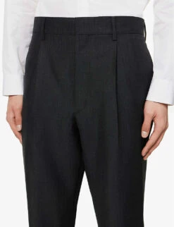 Prada Single-breasted Tapered-leg Cropped Wool-blend Trousers -Metro Style Shop R04125441 ANTHRACITE ALT04