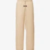 ESSENTIALS Brand-patch Straight-leg Relaxed-fit Cotton-blend Trousers -Metro Style Shop R04126205 SAND M