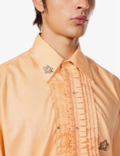 Upcycled Floral-embroidered Faux Gemstone-embellished Woven Shirt -Metro Style Shop R04126423 MULTI ALT04