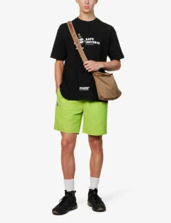 One Point Brand-embroidered Cotton-blend Shorts -Metro Style Shop R04127069 GREEN ALT01