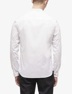 THE KOOPLES High-collar Slim-fit Cotton Shirt -Metro Style Shop R04127925 WHI01 ALT03