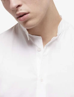 THE KOOPLES High-collar Slim-fit Cotton Shirt -Metro Style Shop R04127925 WHI01 ALT04