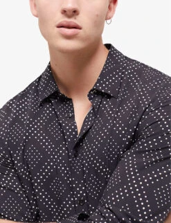 THE KOOPLES Diamond-motif Slim-fit Woven Shirt -Metro Style Shop R04127929 BLA09 ALT04