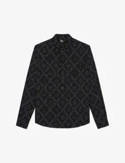 THE KOOPLES Diamond-motif Slim-fit Woven Shirt