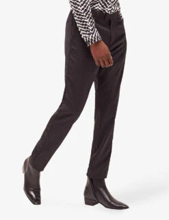 THE KOOPLES Stripe-pattern Straight-leg Wool Trousers -Metro Style Shop R04127970 BLA02 ALT02