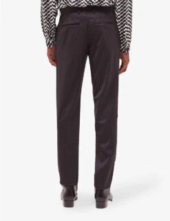 THE KOOPLES Stripe-pattern Straight-leg Wool Trousers -Metro Style Shop R04127970 BLA02 ALT03