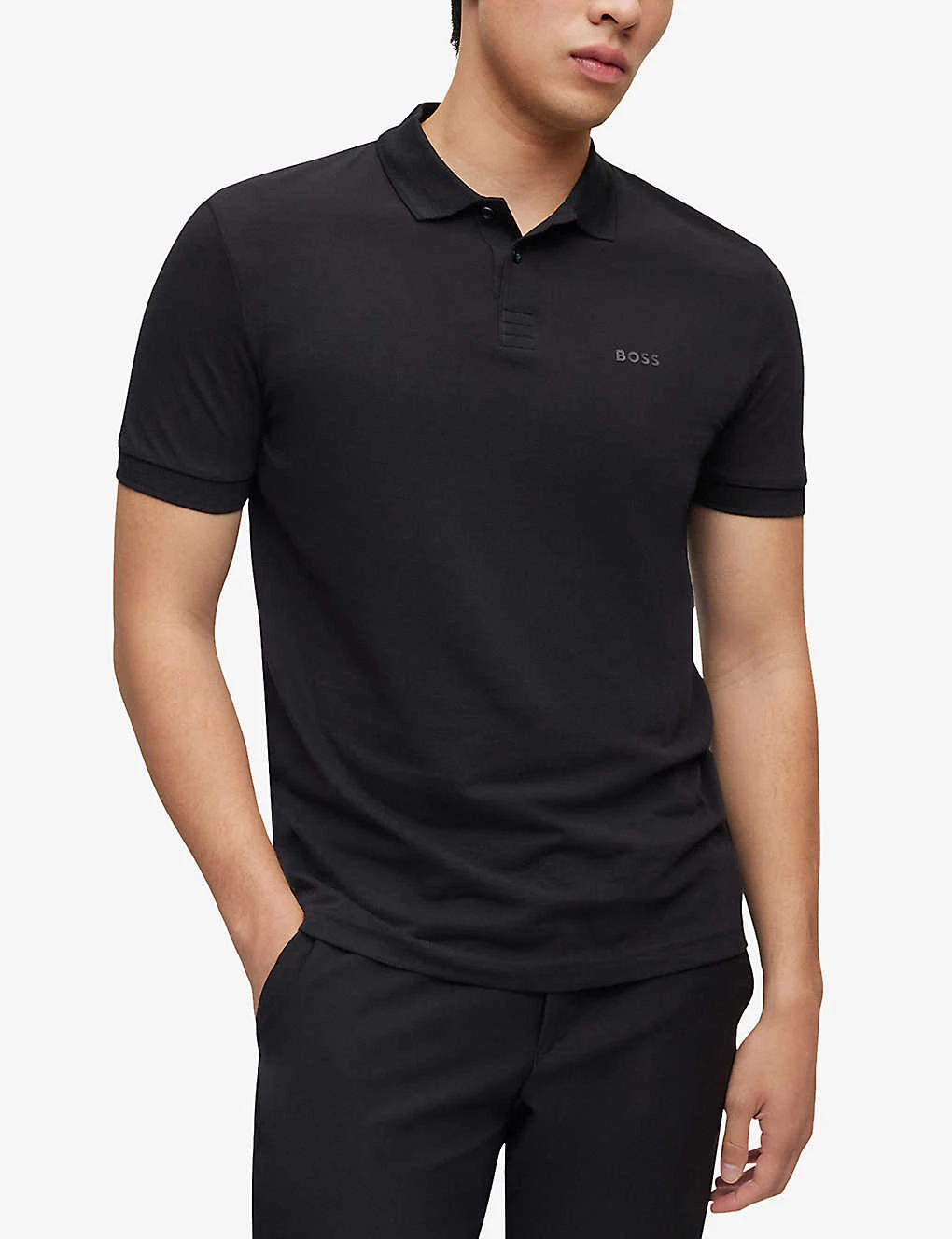 Boss Brand-typography Ribbed-trim Cotton-jersey Polo Shirt 5 Boss Brand-typography Ribbed-trim Cotton-jersey Polo Shirt - Image 3