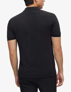 Boss Brand-typography Ribbed-trim Cotton-jersey Polo Shirt 10 Boss Brand-typography Ribbed-trim Cotton-jersey Polo Shirt -Metro Style Shop R04128677 BLACK ALT03