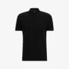 Boss Brand-typography Ribbed-trim Cotton-jersey Polo Shirt -Metro Style Shop R04128677 BLACK M