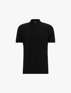 Boss Brand-typography Ribbed-trim Cotton-jersey Polo Shirt