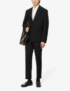 Bottega Veneta Pressed-crease Straight-leg Wool Trousers 8 Bottega Veneta Pressed-crease Straight-leg Wool Trousers -Metro Style Shop R04129497 BLACK ALT01