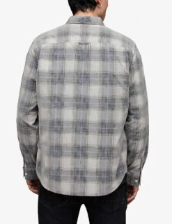 AllSaints Galdana Plaid-patterned Cotton Flannel Shirt 10 AllSaints Galdana Plaid-patterned Cotton Flannel Shirt -Metro Style Shop R04131360 ECRU ALT03