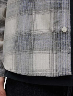 AllSaints Galdana Plaid-patterned Cotton Flannel Shirt 12 AllSaints Galdana Plaid-patterned Cotton Flannel Shirt -Metro Style Shop R04131360 ECRU ALT05