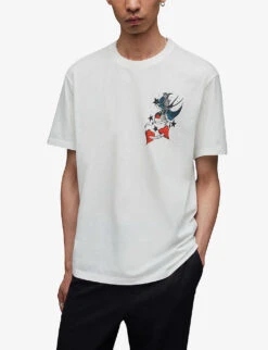 AllSaints Graphic-print Short-sleeve Organic-cotton T-shirt 10 AllSaints Graphic-print Short-sleeve Organic-cotton T-shirt -Metro Style Shop R04131672 OPTICWHITE ALT02