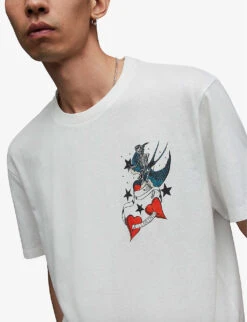 AllSaints Graphic-print Short-sleeve Organic-cotton T-shirt 13 AllSaints Graphic-print Short-sleeve Organic-cotton T-shirt -Metro Style Shop R04131672 OPTICWHITE ALT05