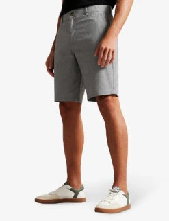 Ted Baker Tura Dogtooth-print Stretch-cotton Shorts -Metro Style Shop R04132396 BLACK ALT02