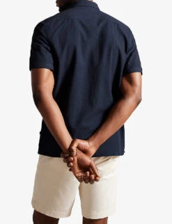 Ted Baker Stansho Regular-fit Seersucker Cotton Shirt -Metro Style Shop R04133327 NAVY ALT02