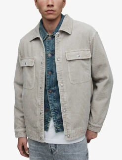 AllSaints Castleford Spread-collar Relaxed-fit Recycled-cotton Corduroy Shirt 9 AllSaints Castleford Spread-collar Relaxed-fit Recycled-cotton Corduroy Shirt -Metro Style Shop R04134479 FROSTEDTAUPE ALT02