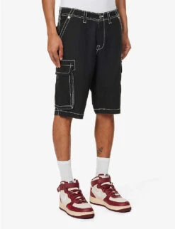 True Religion Big-T Logo-embroidered Cotton Shorts -Metro Style Shop R04134914 JETBLACK ALT02