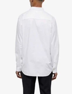 THE KOOPLES Patch-pocket Casual-fit Cotton Oxford Shirt -Metro Style Shop R04137099 WHI01 ALT03