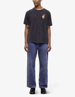 THE KOOPLES Skull On Fire-print Cotton-jersey T-shirt -Metro Style Shop R04137381 BLA55 ALT01