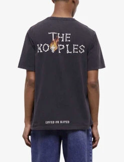 THE KOOPLES Skull On Fire-print Cotton-jersey T-shirt -Metro Style Shop R04137381 BLA55 ALT03