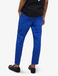 THE KOOPLES Regular-fit Fold-up Hem Cotton Trousers -Metro Style Shop R04137817 BLU01 ALT03
