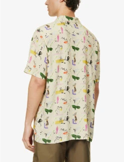 Arrels Barcelona X Cecilia Carlstedt Graphic-print Relaxed-fit Woven Shirt -Metro Style Shop R04138008 BEIGEBOHEME ALT03