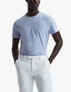 Reiss Melrose Short-sleeve Regular-fit Cotton T-shirt -Metro Style Shop R04139943 SOFTBLUE ALT02